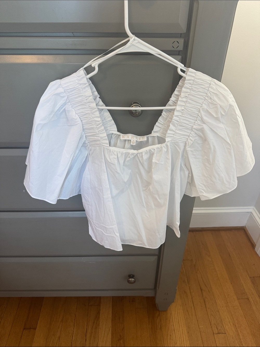 Karlie White Square Neck Puff Sleeve Top
